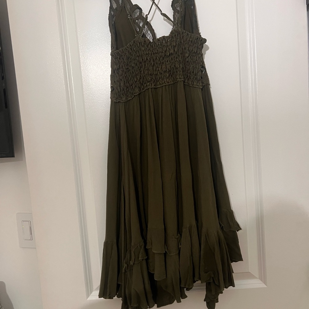 Free People Green Asymmetrical High-Low Sundress